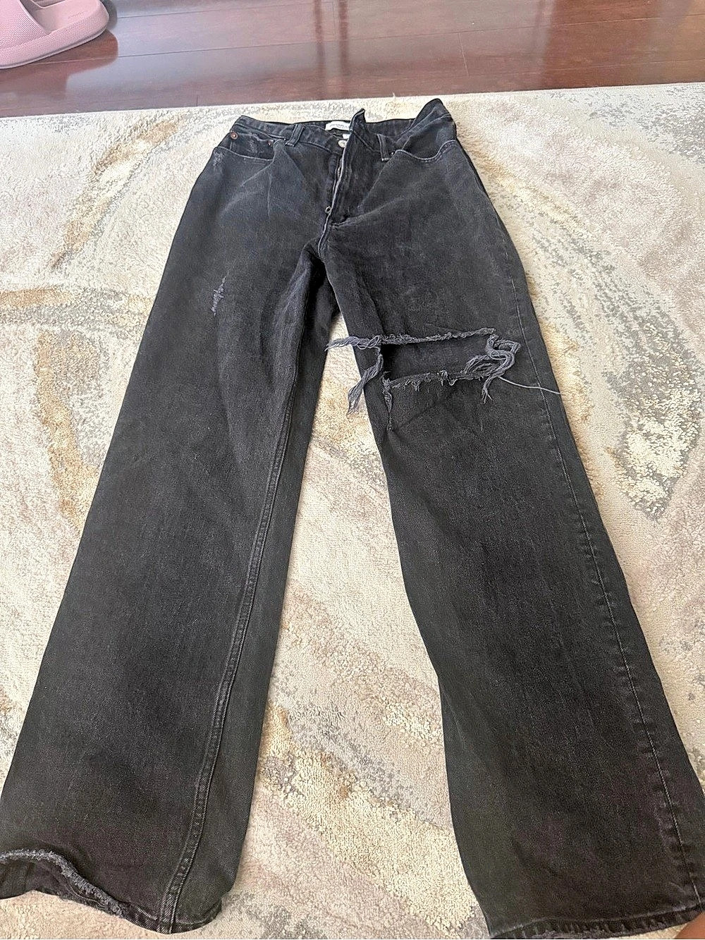 Abercrombie & Fitch The '90s Relaxed Jean High Rise Curve Love Black Jeans Waist